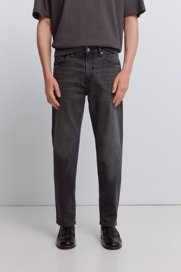 Springfield Jeans slim fit cinzento escuro lavagem desbotada cinzento