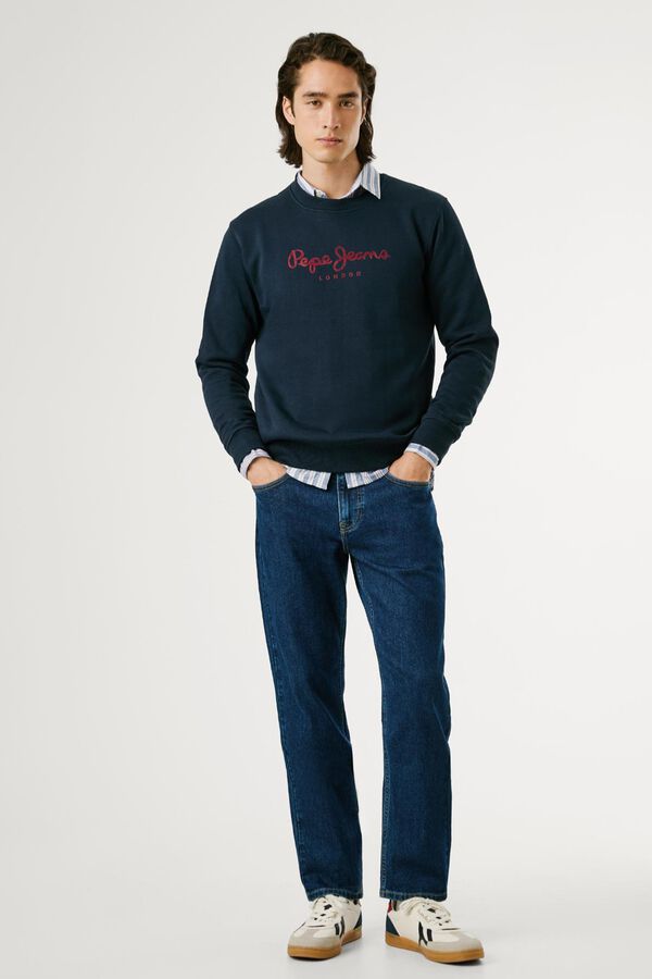 Pepe Jeans Sweatshirt Gola Redonda Com Logo azul