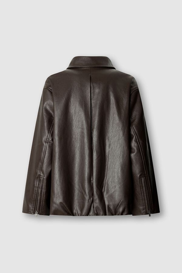 Pepe Jeans Casaco efeito pele com cinto castanho