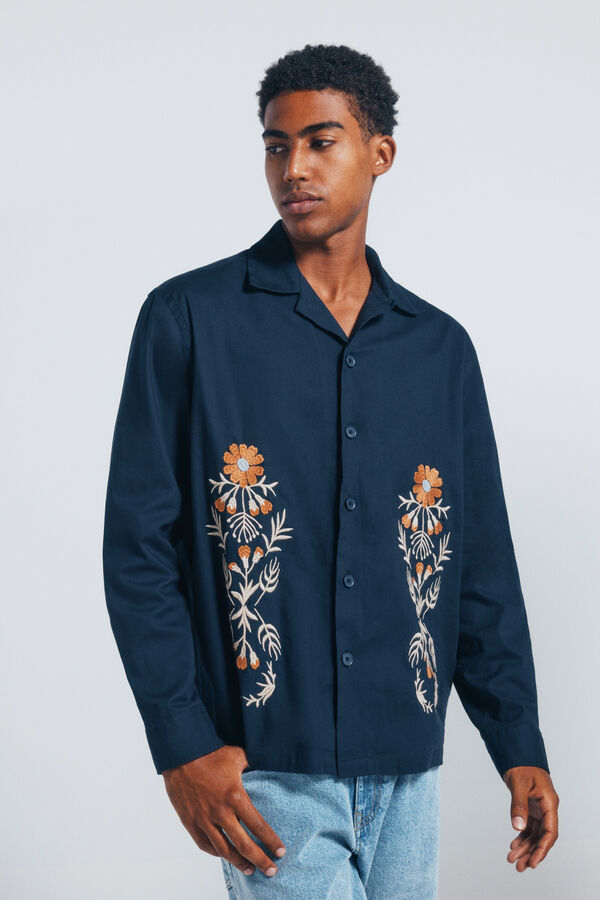 Springfield Sobrecamisa bordada azul
