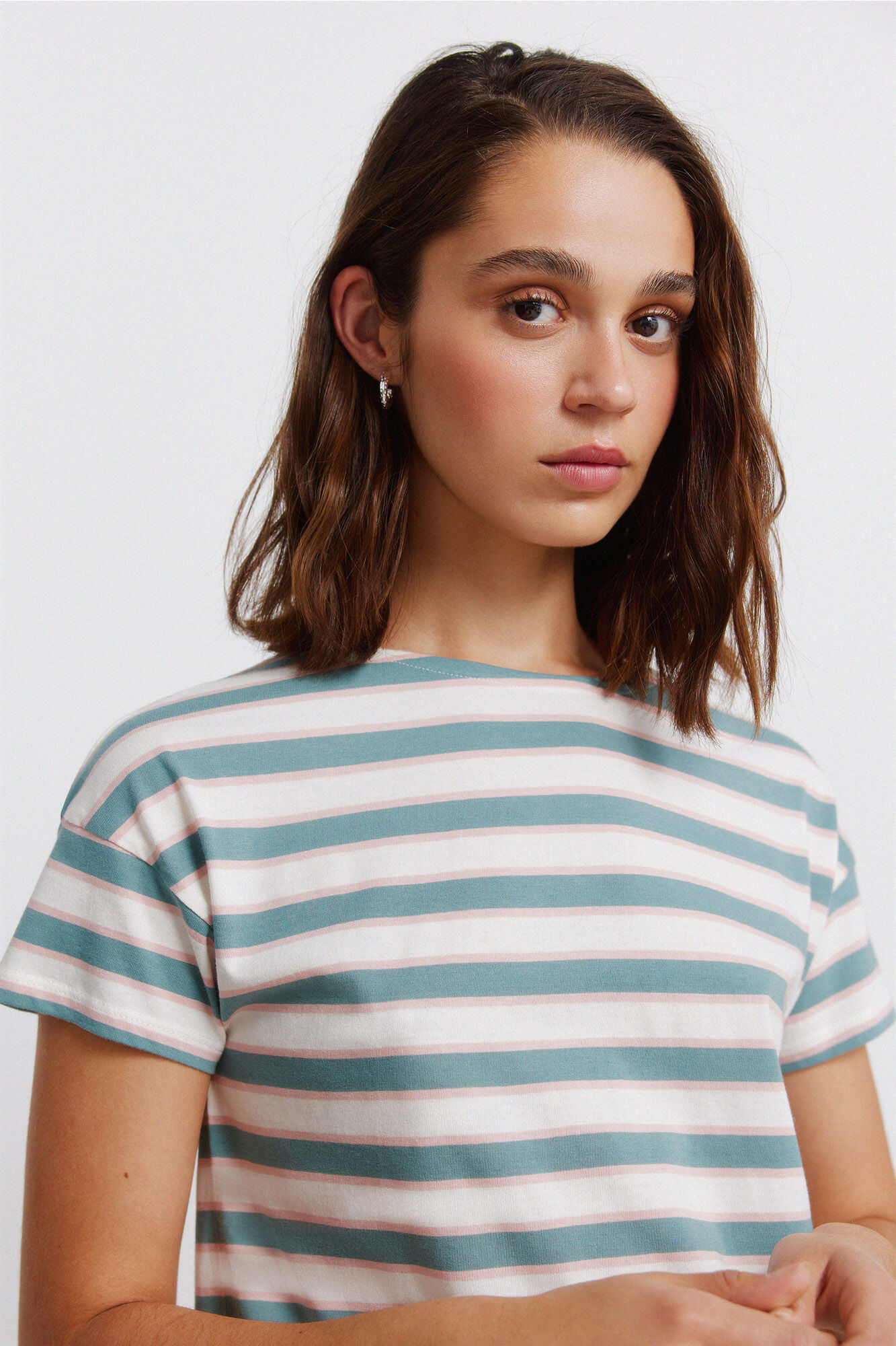 Springfield T-shirt em algod&atilde;o com riscas duplas