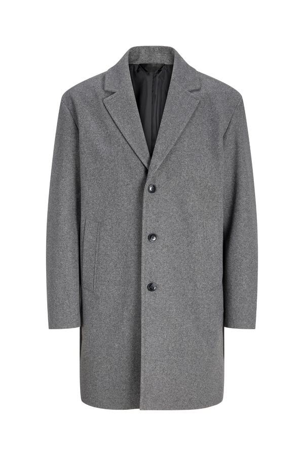 Jack & Jones Sobretudo abotoado comprido pelo joelho cinzento