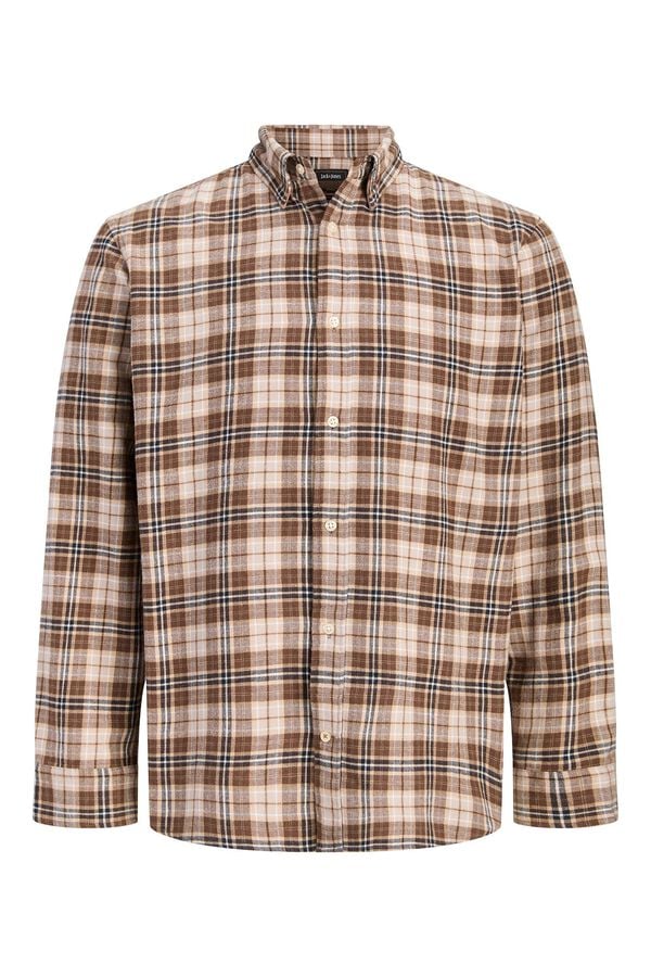 Jack & Jones Camisa de flanela 100% algod&atilde;o castanho