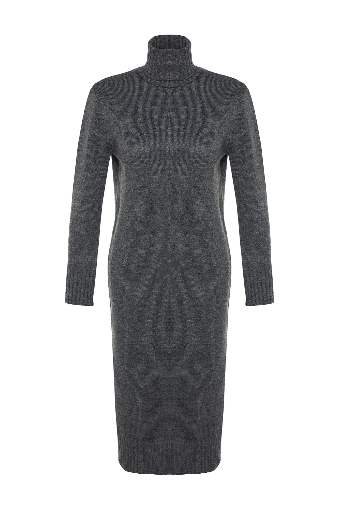 Trendyol Vestido midi gola alta com abertura