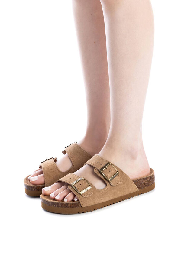 XTI Sand&aacute;lia em croute com fivelas cru