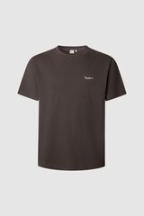 Pepe Jeans Camiseta Regular Fit com Logotipo Bordado castanho