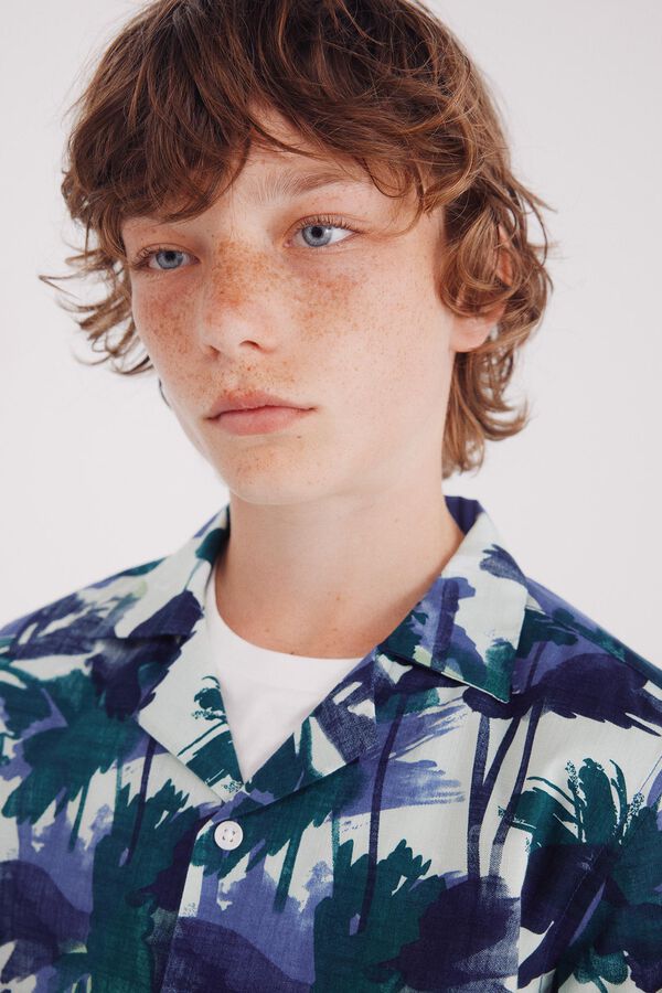 Springfield Kids Camisa flores menino azul