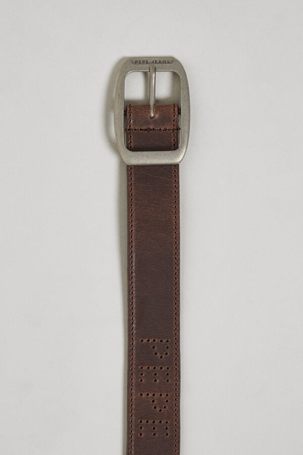 Springfield Cinturón Piel Logo Perforado marrón medio