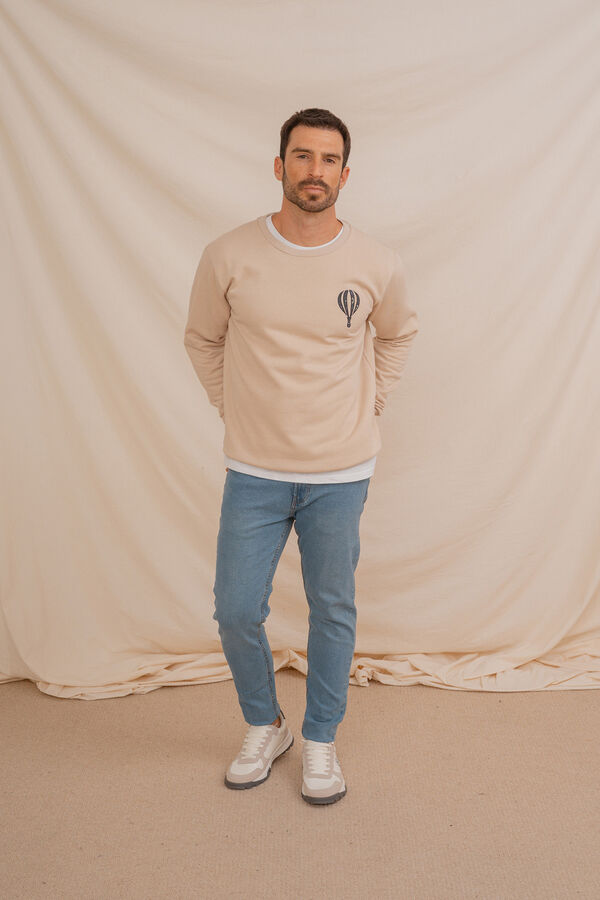 Celopman Sweatshirt com bordado frontal bege