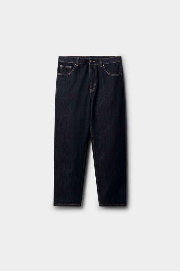 Springfield cal&ccedil;a jeans de perna larga, lavagem desbotada azul
