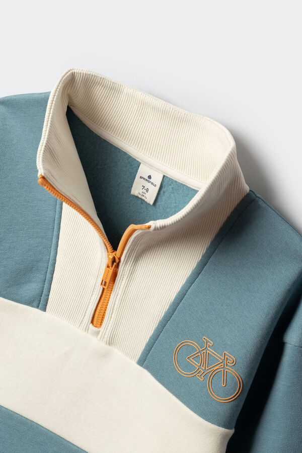 Springfield Kids Sweatshirt gola subida &agrave;s riscas para menino azul