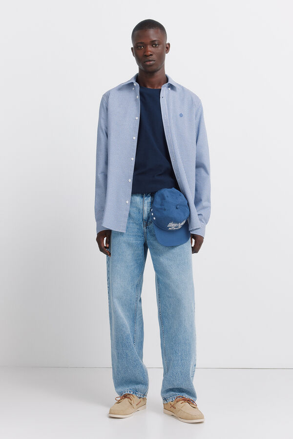 Springfield Camisa oxford vichy n&atilde;o engoma azul