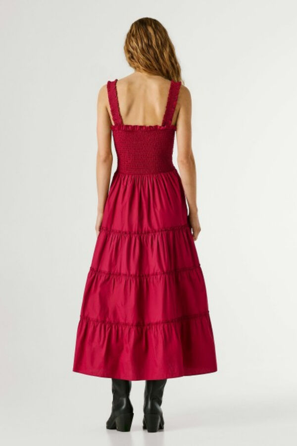 Pepe Jeans Vestido comprido de manga curta vermelho