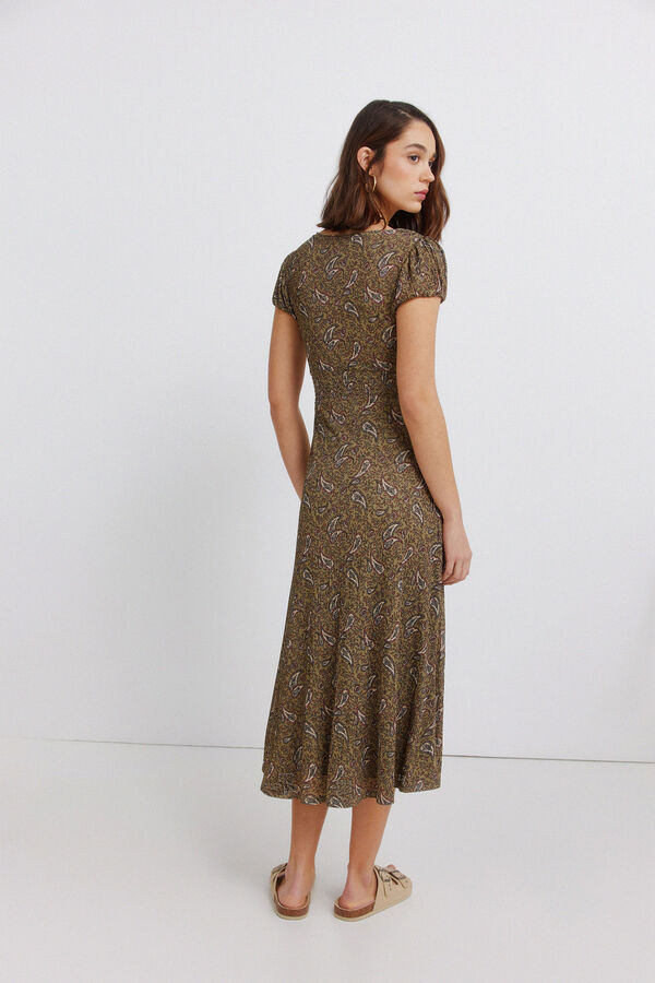 Springfield Vestido midi estampado sanefa bege