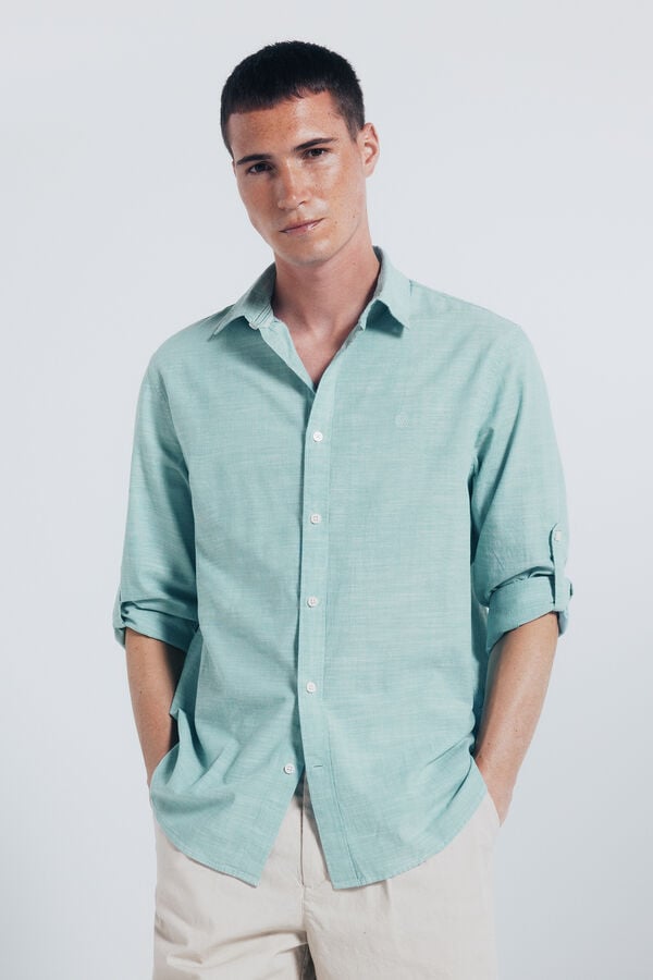 Springfield Camisa algodón slub verde