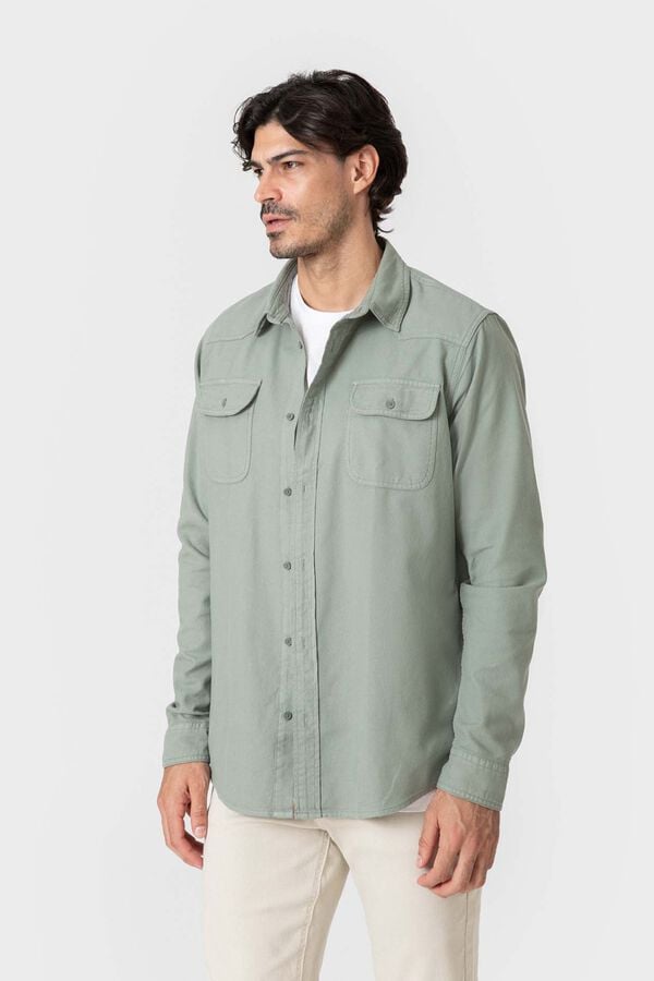Celopman Sobrecamisa de ganga diagonal verde