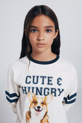 Springfield Kids Camiseta manga comprida com estampa de gato branco