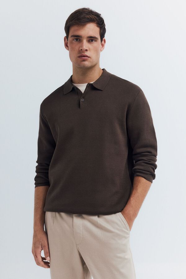 Springfield Polo shirt neck jumper with buttons nude
