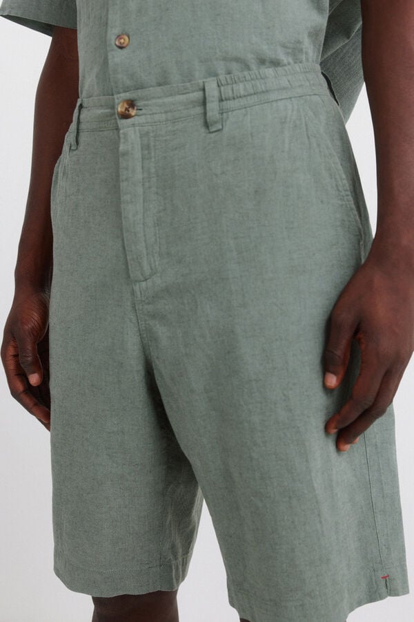 Springfield Bermuda lino relaxed fit verde