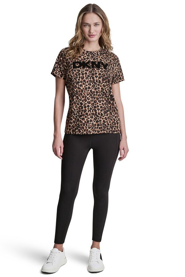 DKNY T-shirt de manga curta estampada castanho