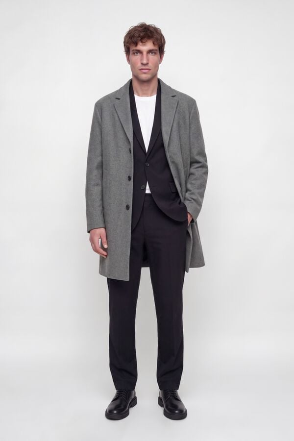 Jack & Jones Sobretudo abotoado comprido pelo joelho cinzento