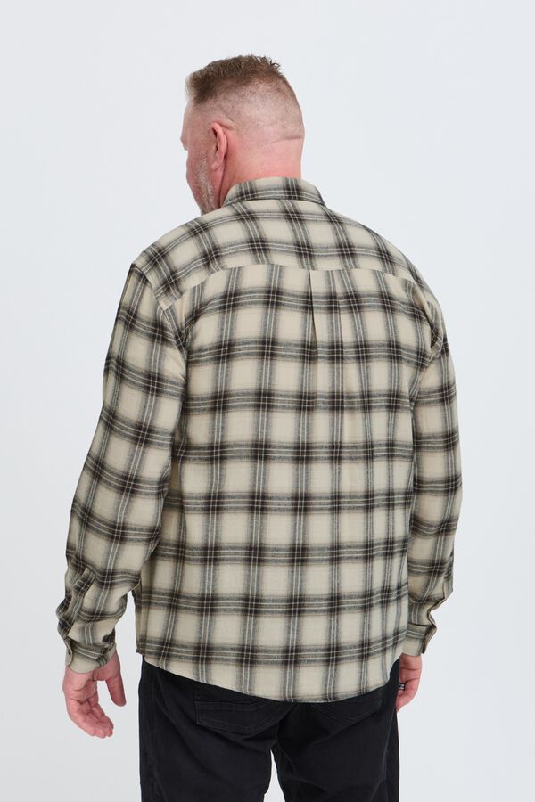 Blend PLUS Camisa de quadrados com bolsos cinzento