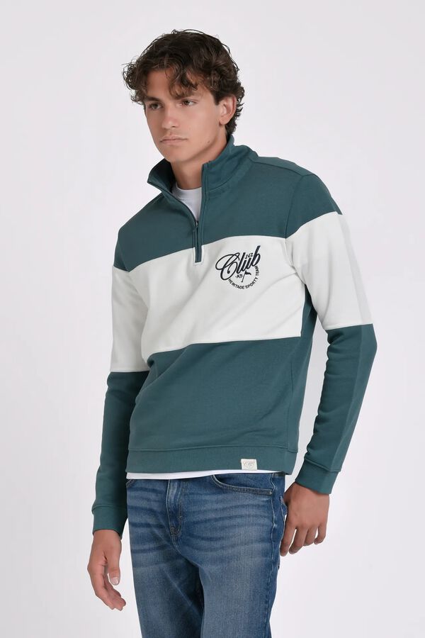 JVZ Sweatshirt de gola alta com meio fecho-&eacute;clair verde