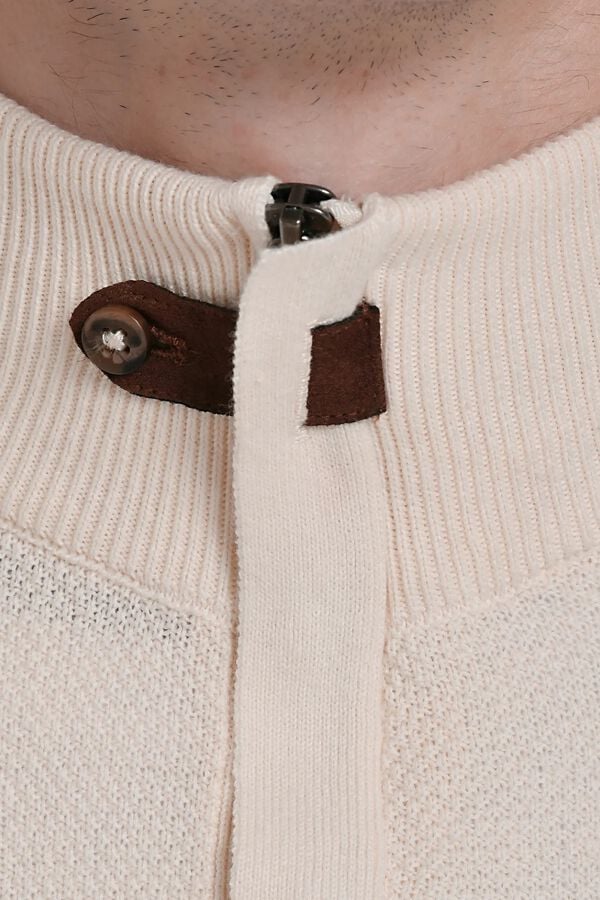 JVZ Camisola de gola alta com tira em contraste bege