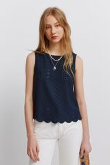 Springfield T-shirt al&ccedil;as em crochet azul