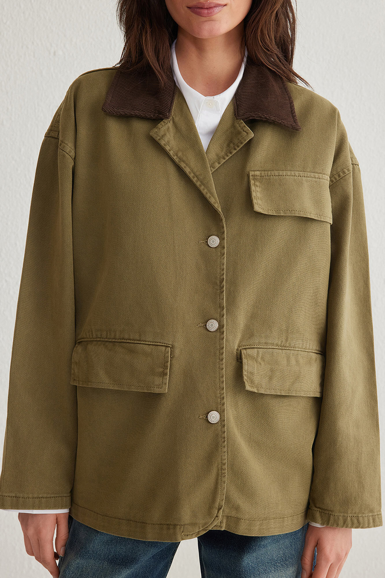 Trendyol Chaqueta oversize cuello pana