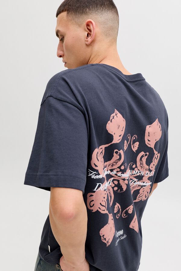 Jack & Jones T-shirt loose em algod&atilde;o cinzento