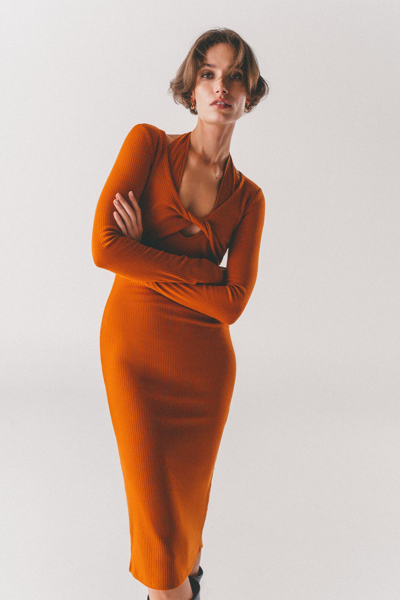 Oxxo Vestido midi manga comprida