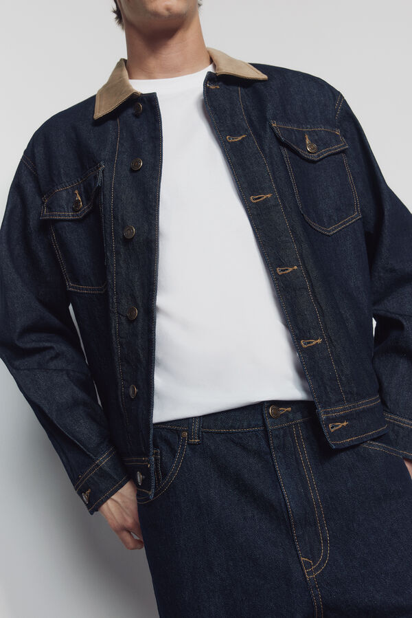 Springfield cal&ccedil;a jeans de perna larga, lavagem desbotada azul