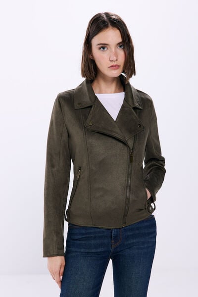 Springfield Suede biker jacket dark gray