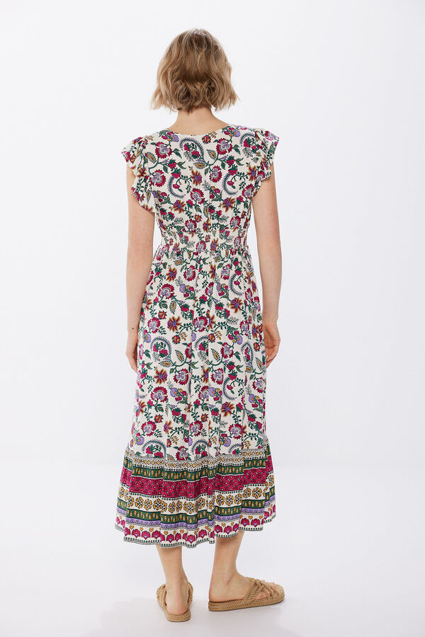 Springfield Floral print midi dress brown