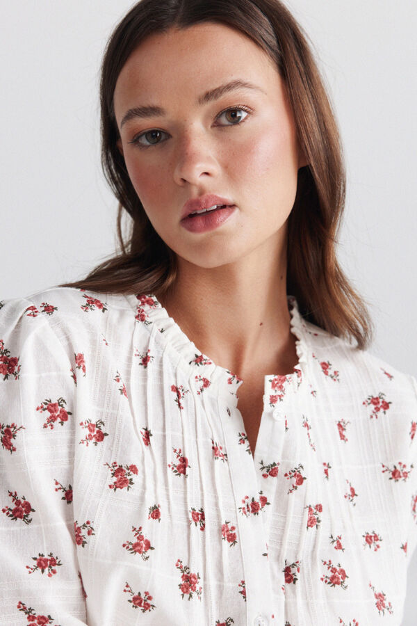 Springfield Camisa com estrutura de folhos estampado