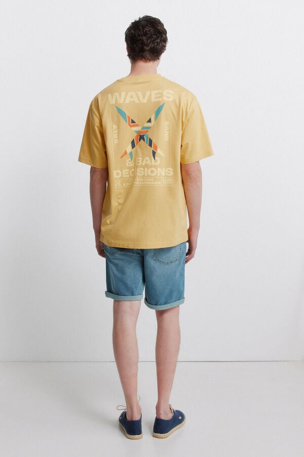 Springfield Bermuda jeans b&aacute;sica sobretingida slim fit azul