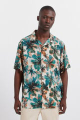 Springfield Camisa manga corta viscosa estampado floral beige
