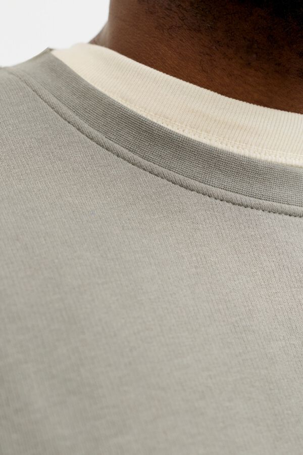 Jack & Jones PLUS Sweatshirt manga curta em algod&atilde;o cinzento