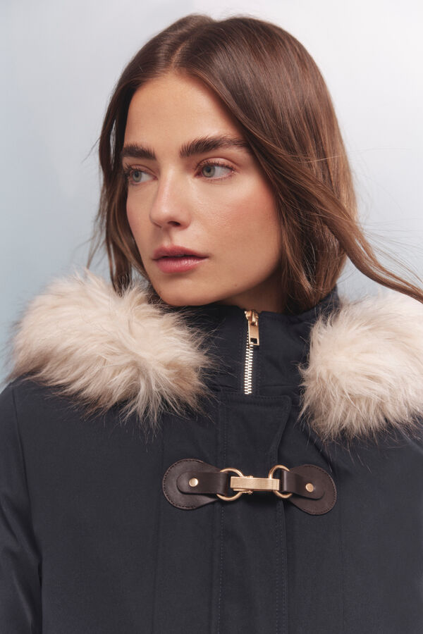 Springfield Parka com capuz e zíper metálico Sorona Aura azul
