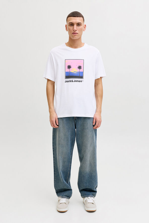 Jack & Jones T-shirt manga curta em algod&atilde;o branco