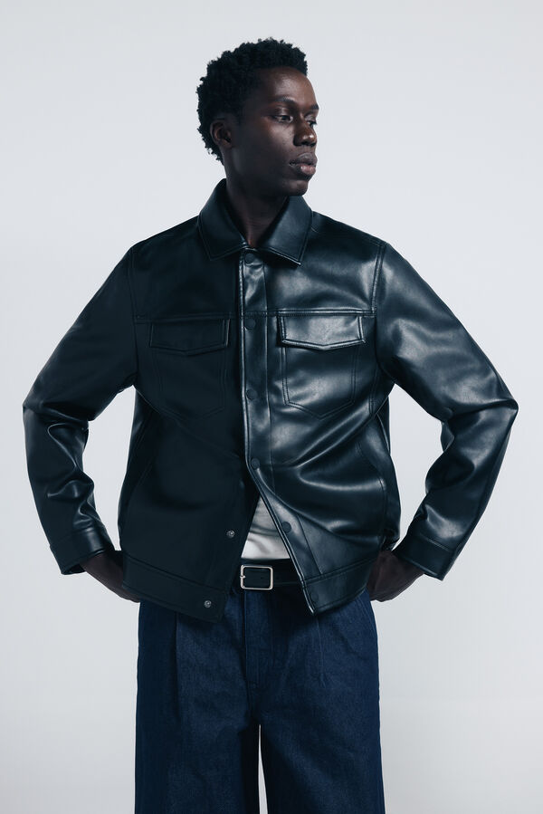 Springfield Blusão efeito pele preto