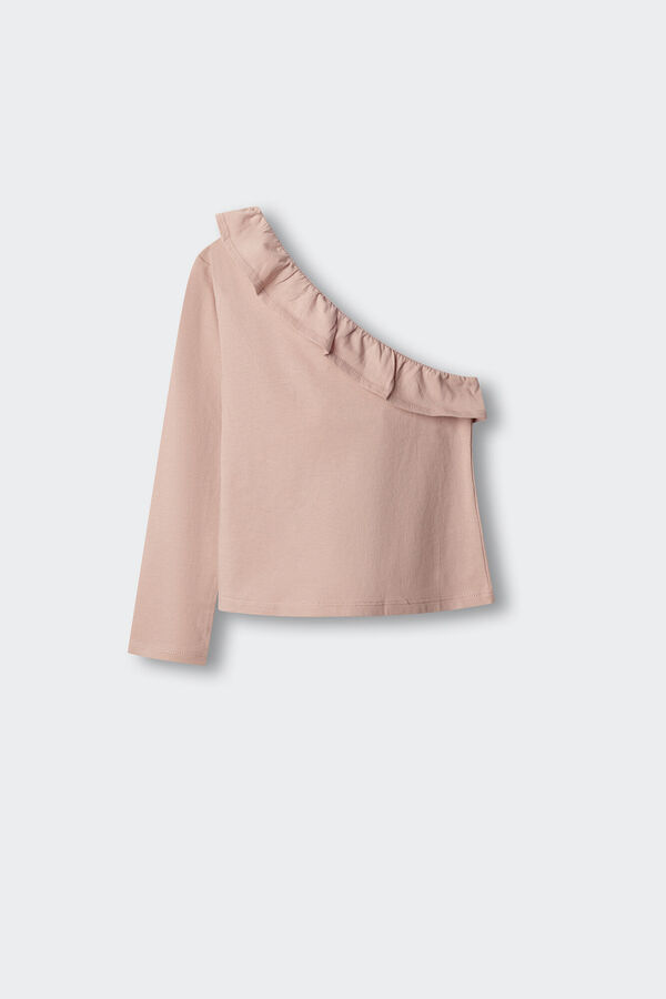 Springfield Kids T-shirt de manga comprida assim&eacute;trica rosa