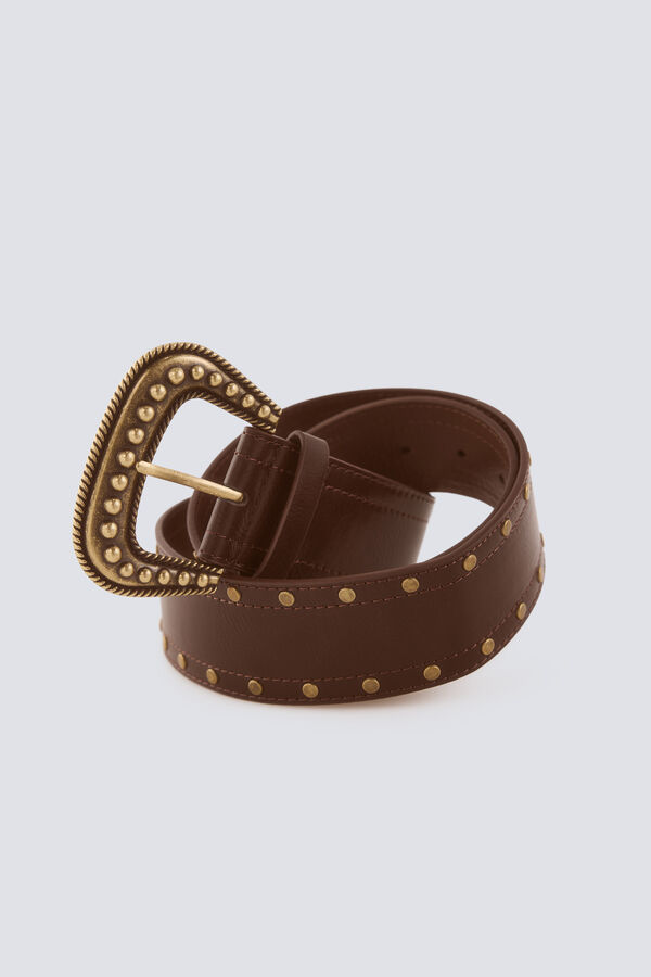 Springfield Cintur&oacute;n ancho tachas marr&oacute;n