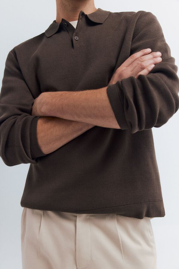 Springfield Polo shirt neck jumper with buttons nude