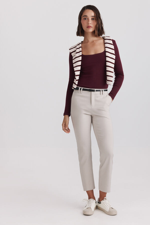 Springfield Cal&ccedil;as chino com cinto el&aacute;stico cru