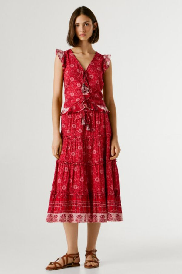 Pepe Jeans Saia comprida com el&aacute;sticos vermelho