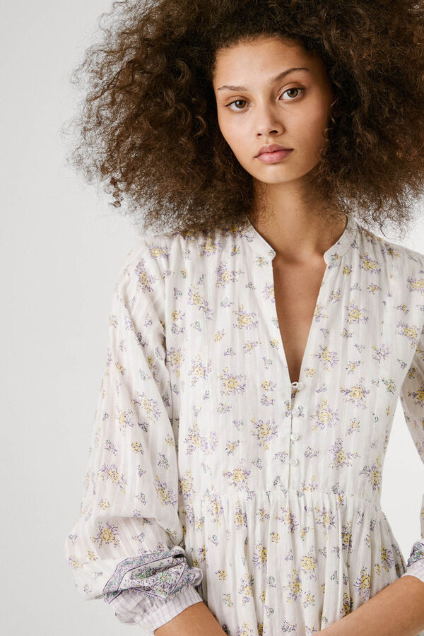 Pepe Jeans  Vestido curto de manga comprida com estampado floral. estampado