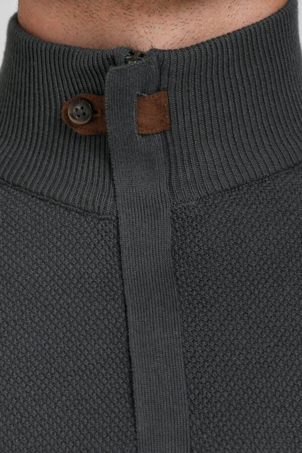 JVZ Camisola de gola alta com tira em contraste cinzento