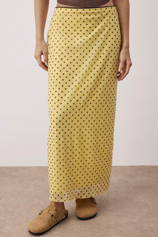Trendyol Saia comprida acetinada de bolinhas estampado